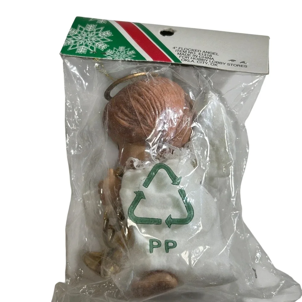 Vintage Flocked Angel Christmas Ornament Seasonal Shop Hobby Lobby‎ NOS 1990s